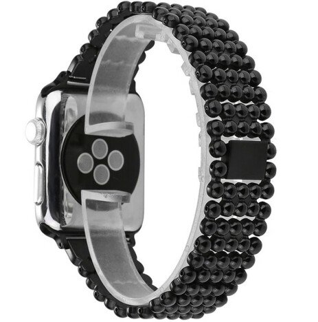 Curea iUni compatibila cu Apple Watch 1/2/3/4/5/6/7, 38mm, Luxury, Otel Inoxidabil, Black