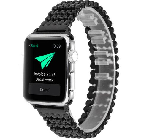 Curea iUni compatibila cu Apple Watch 1/2/3/4/5/6/7, 42mm, Luxury, Otel Inoxidabil, Black